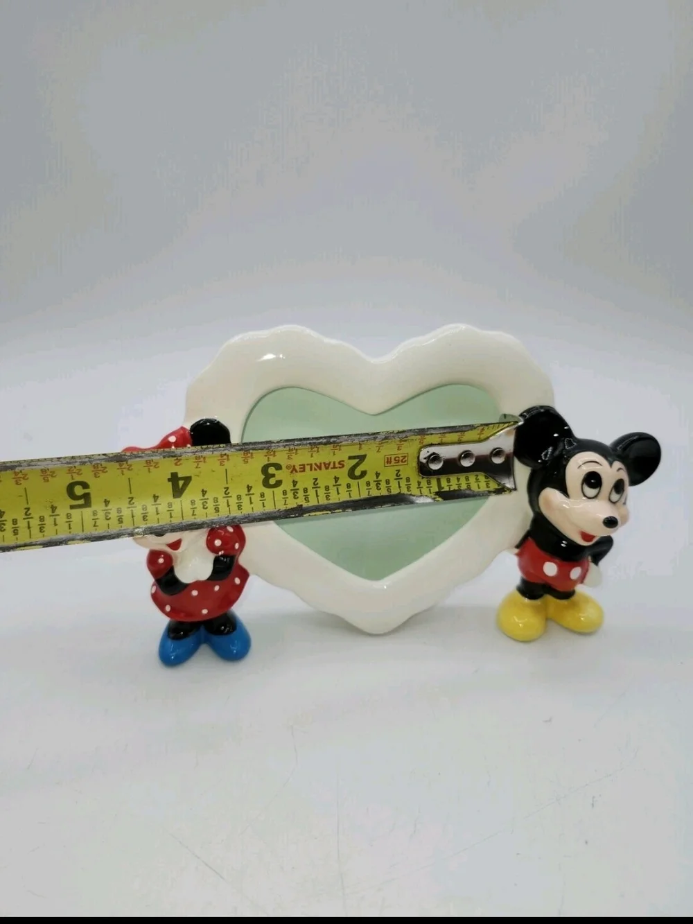 Vintage Disney Mickey & Minnie Mouse Ceramic Heart Shaped Picture Frame Japan